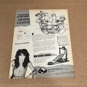 Tommy Lee of Motley Crue - DW PEDALS - 1986 Print Advertisement